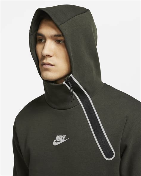 nike kapuzenpullover sportswear tech fleece hoody dunkelolivegrün weiß|Nike tech fleece pullover hoodie.